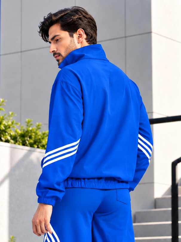 STREETWEAR THREE STRIPE  JACKET FULL ZIPPER BLUE