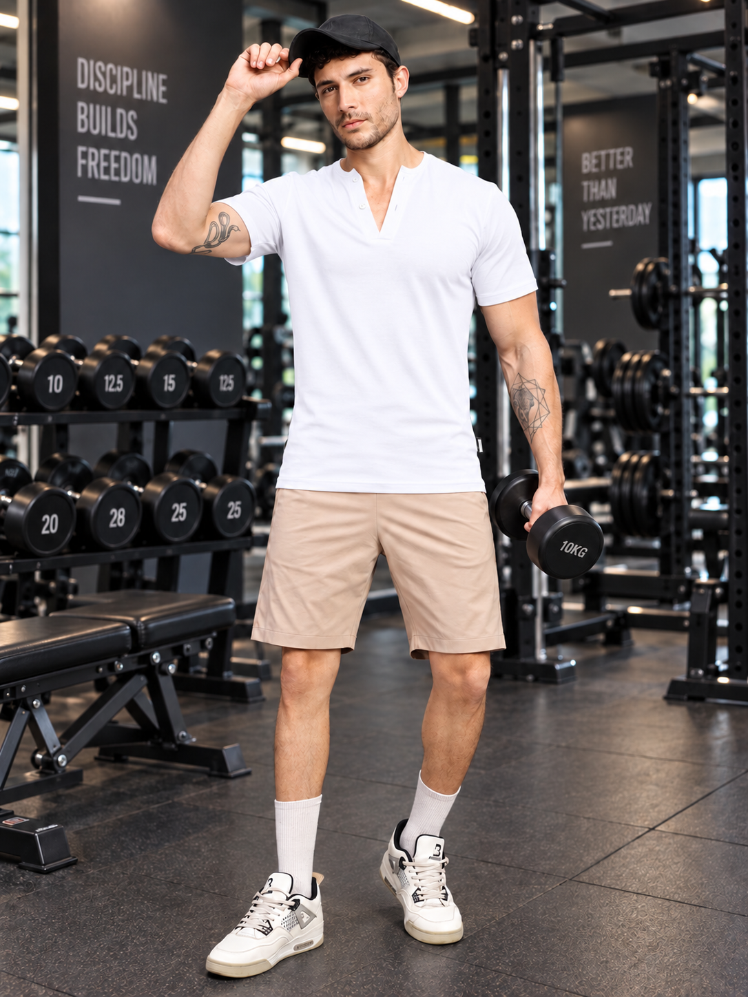 ATHLETIC HENLEY REGULAR FIT T-SHIRT WHITE