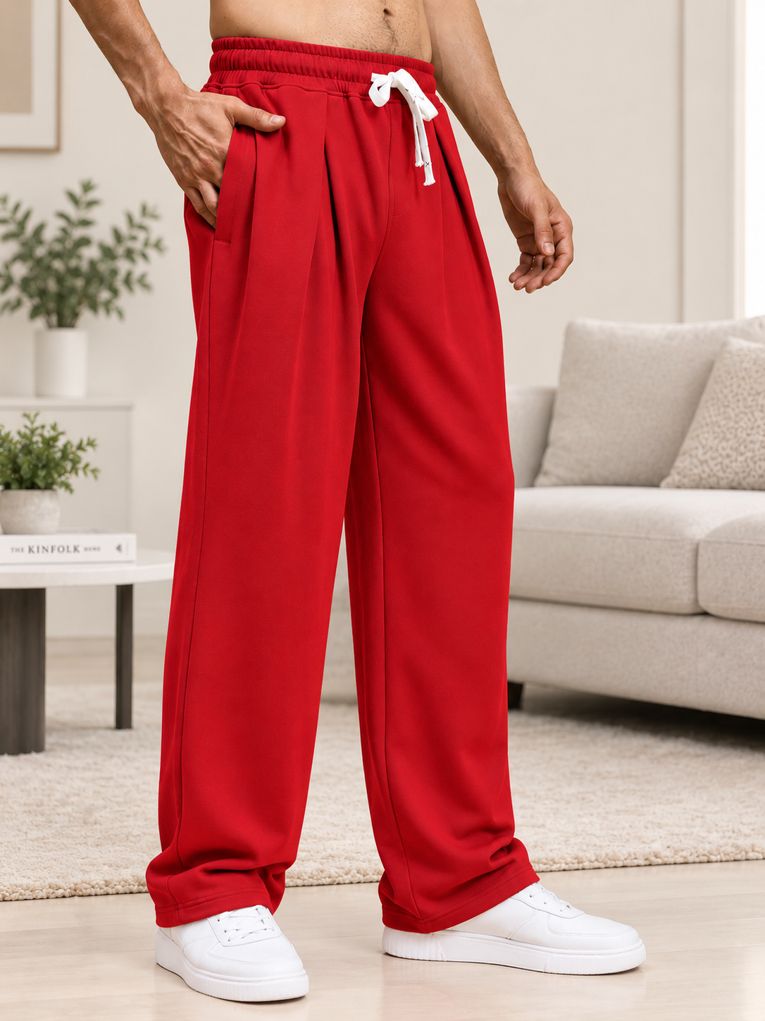 DRAPE TAILORED FIT JOGGERS RED
