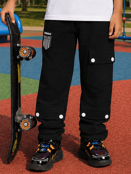 AWESOME FLAP POCKET BAGGY JOGGER FOR BOYS GIRLS BLACK