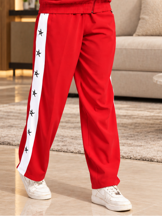 WOMEN MATCHING LOOSE RELAXED JOGGER RED WHITE