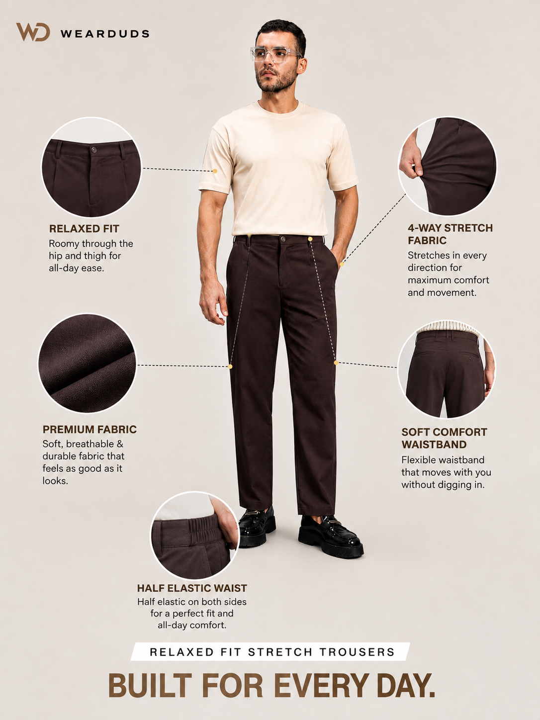 HIGH-FLEX TAILORED PANTS DARK MAROON