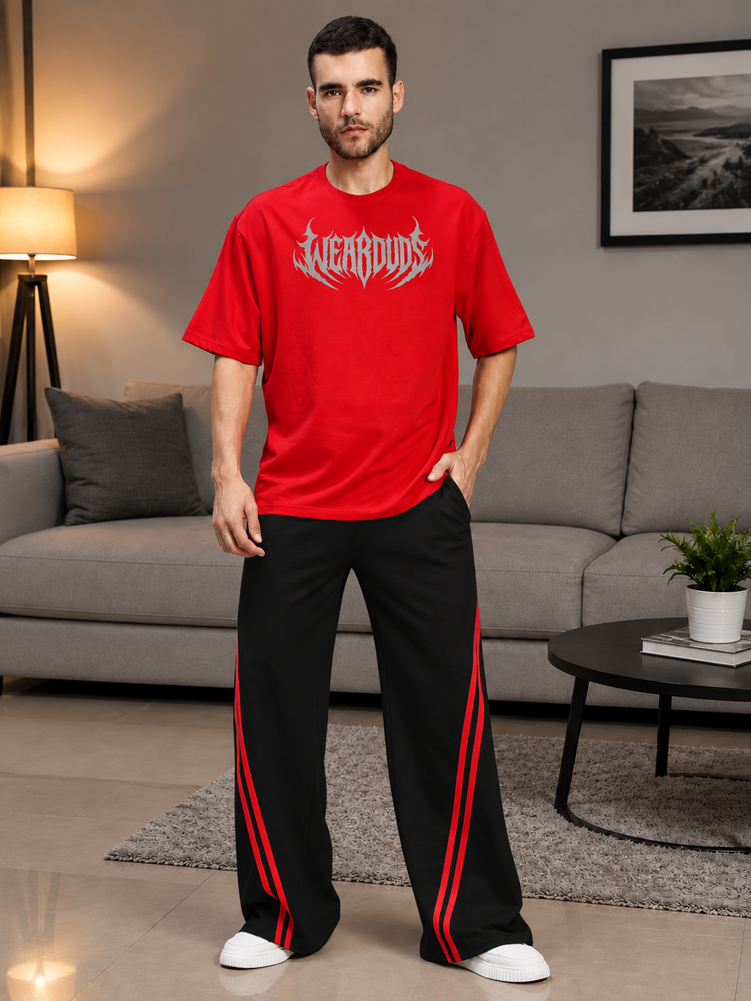 SNOW STREETWEAR BAGGY JOGGERS BLACK