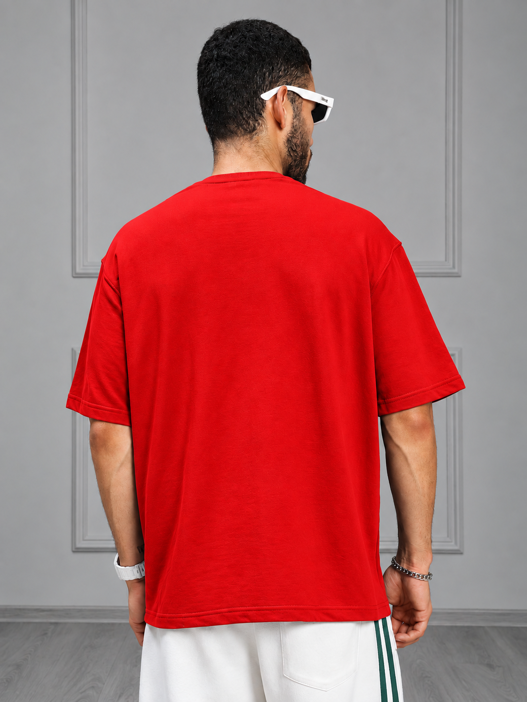 BOXY FIT PANELS OVERSIZED T-SHIRT RED