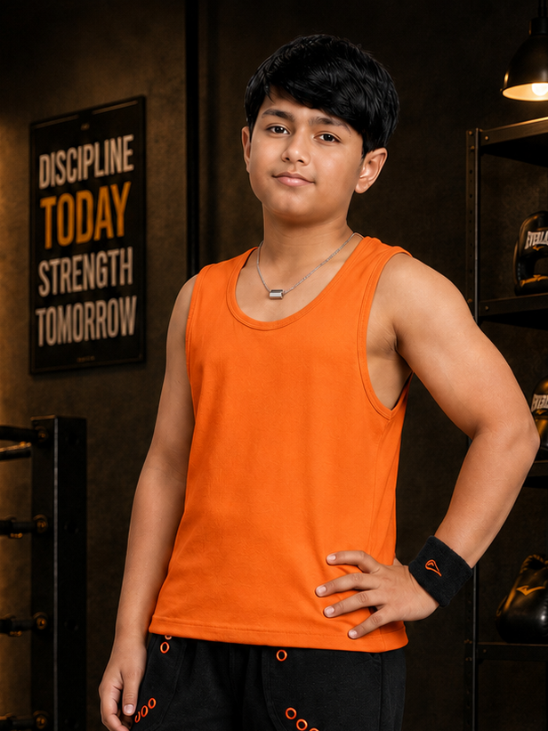 EASY WEAR VEST T-SHIRT FOR BOYS GIRLS ORANGE