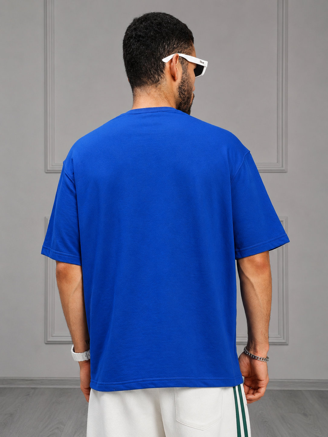 BOXY FIT PANELS OVERSIZED T-SHIRT BLUE