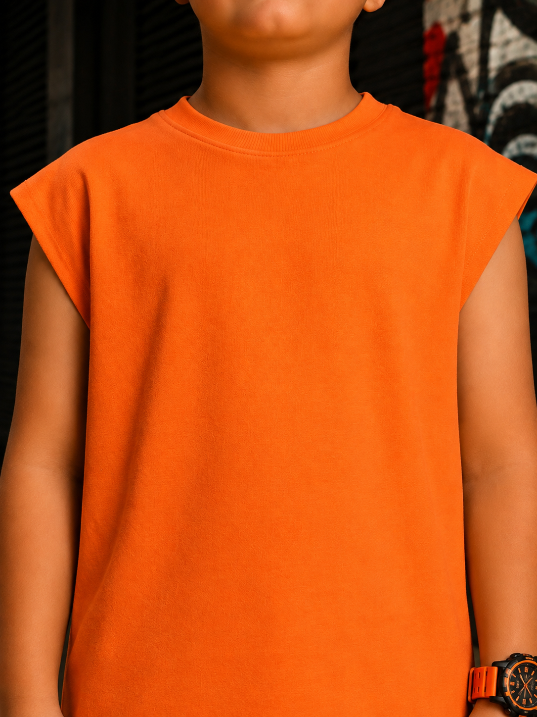 NEON RUSH SLEEVELESS CO-ORD FOR BOYS GIRLS ORANGE