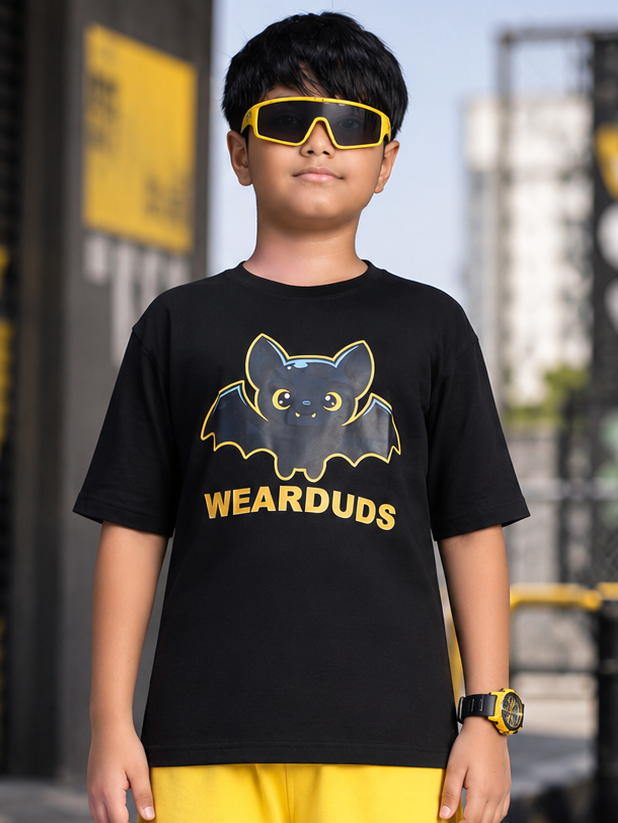 MIDNIGHT BAT T-SHIRT FOR BOYS GIRLS BLACK