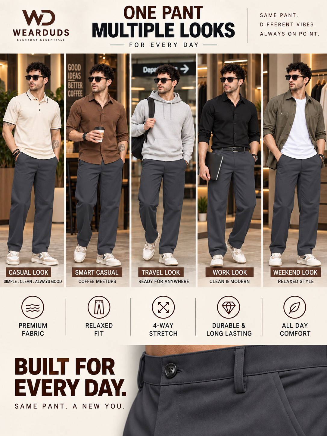 MODERN STREAMLINED PANTS DARK GREY