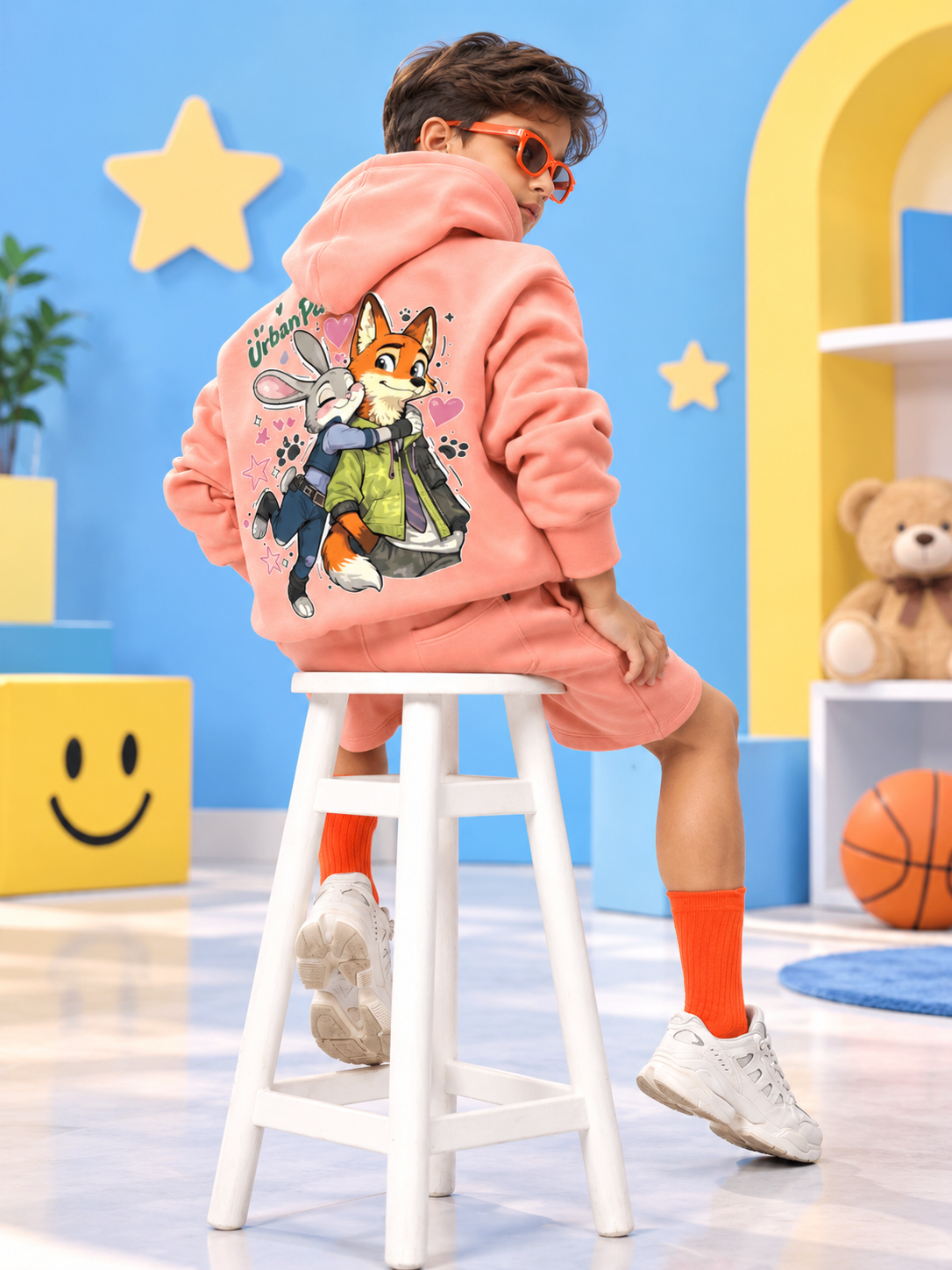 JUDY NICK ZOOTOPIA FLEECE CO-ORD KIDS PEACH