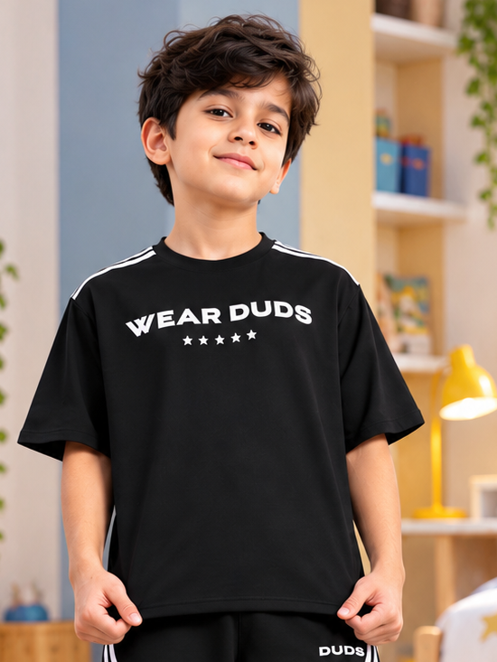 STAR JUMPER OVER-SIZED T-SHIRT FOR BOYS GIRLS BLACK