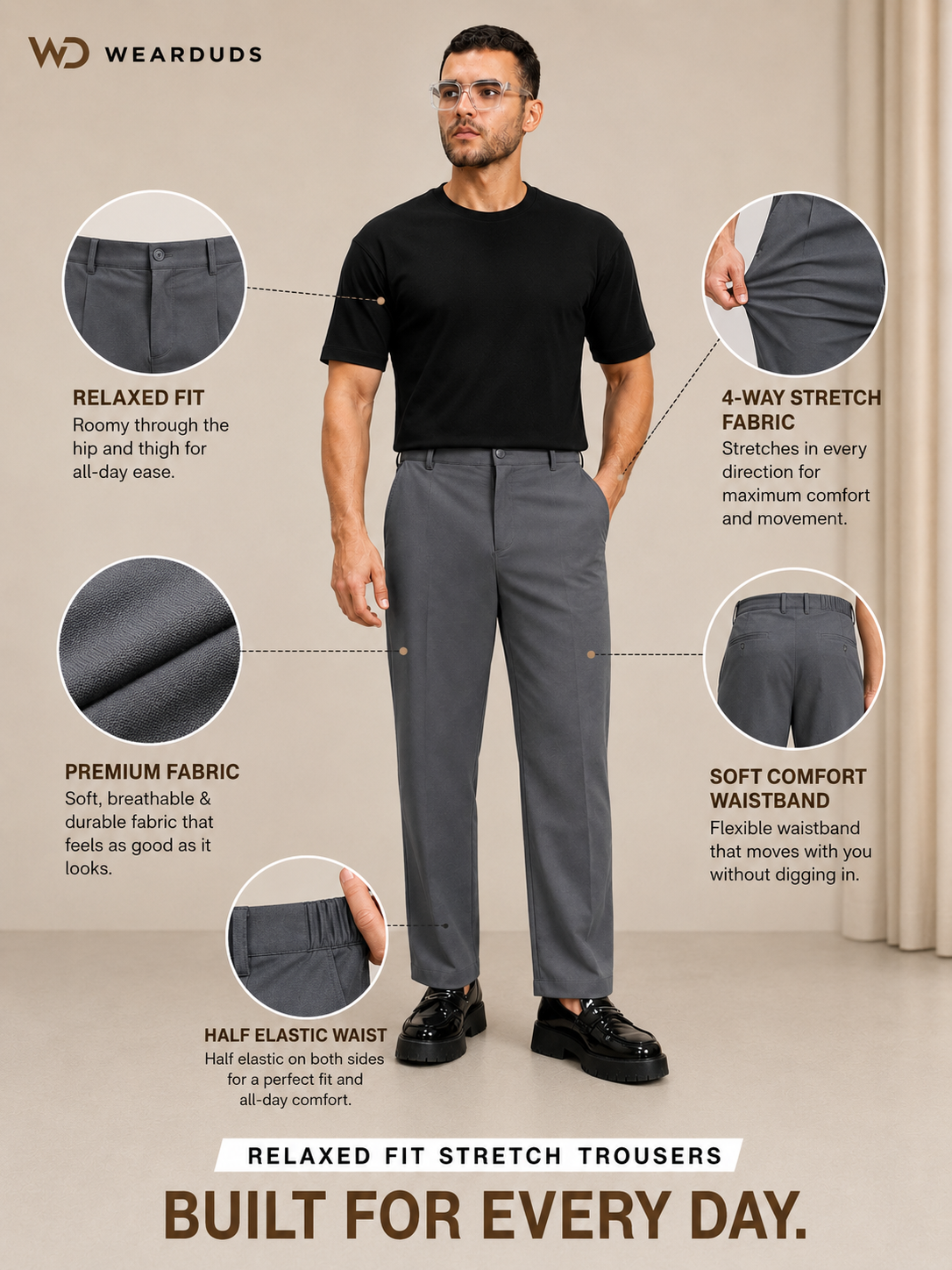 HIGH-FLEX TAILORED PANTS GREY