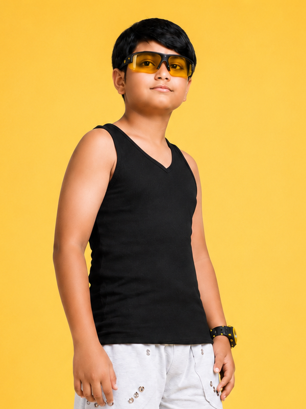 EASY WEAR VEST T-SHIRT FOR BOYS GIRLS SKY BLACK