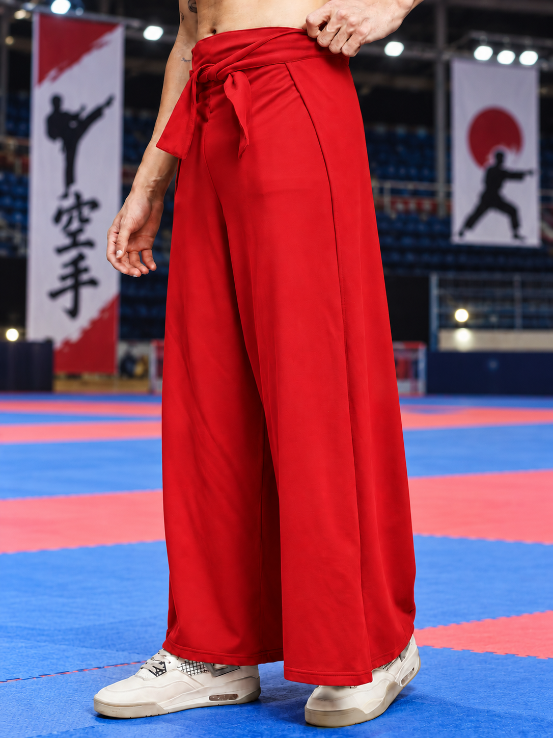 WIDE LEG FLOWY LOUNGE JOGGERS RED