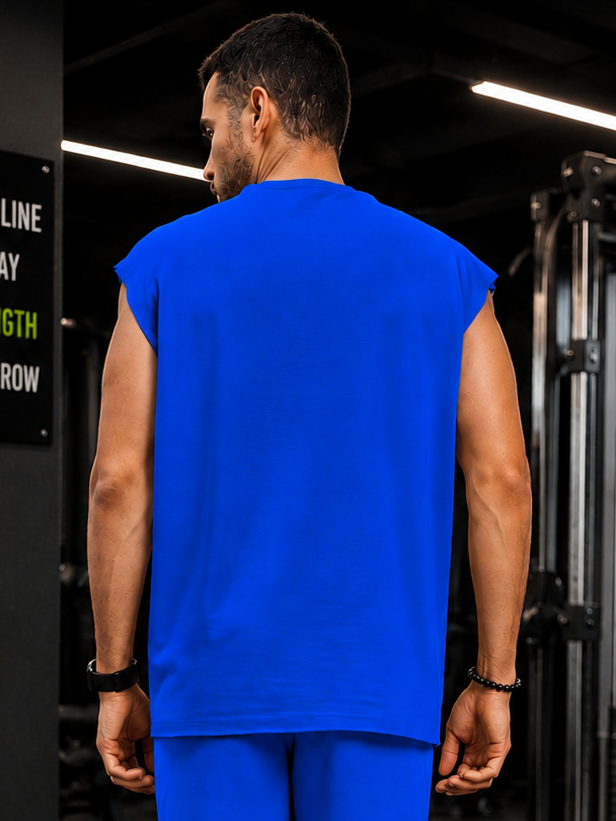 DRIVE MONOCHROME SLEEVELESS T-SHIRT ROYAL BLUE