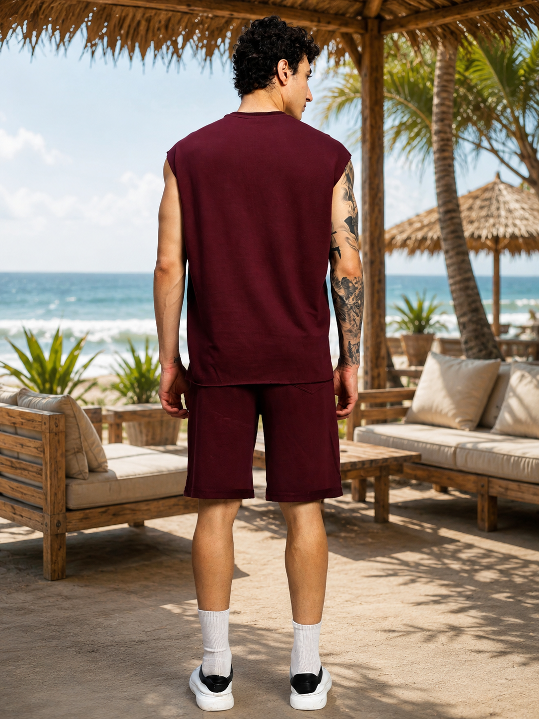 DRIVE MONOCHROME RELAXED FIT SHORTS MAROON