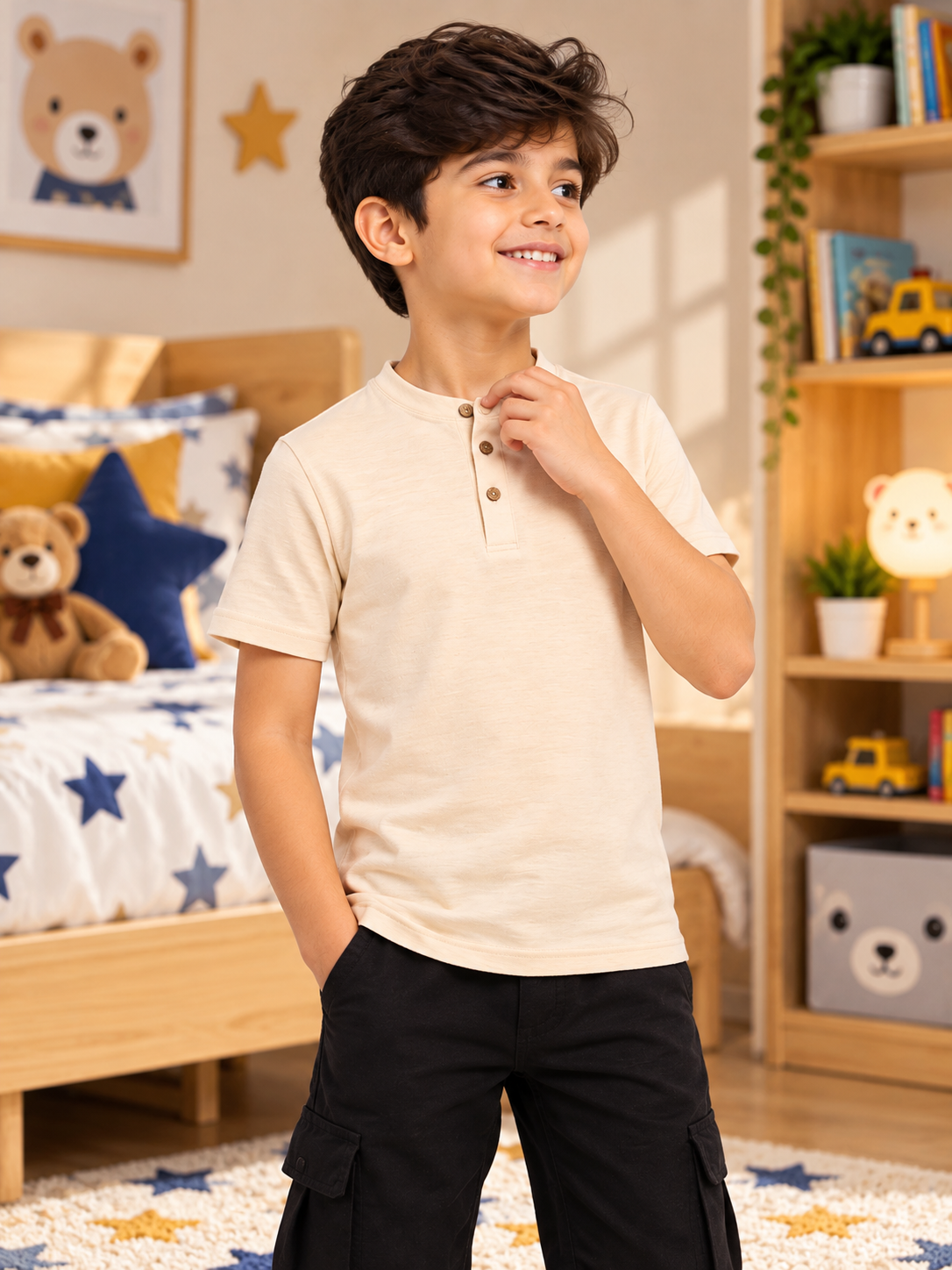 ALBET REGULAR T-SHIRT FOR BOYS GIRLS BEIGE