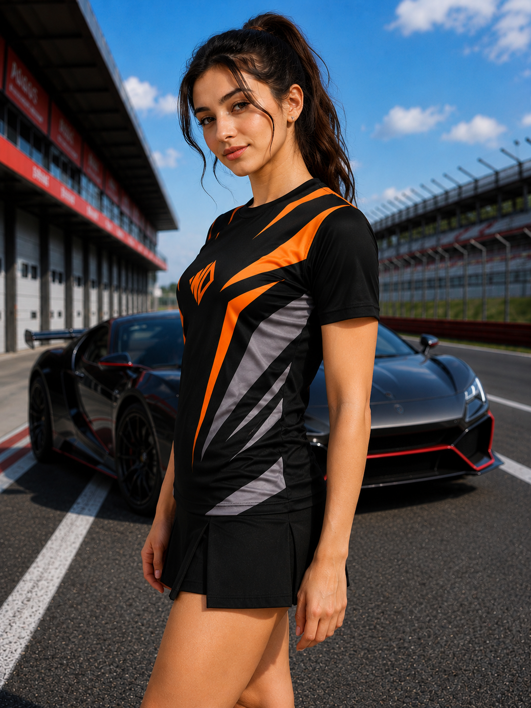WOMEN APEX RACING REGULAR T-SHIRT BLACK MULTI