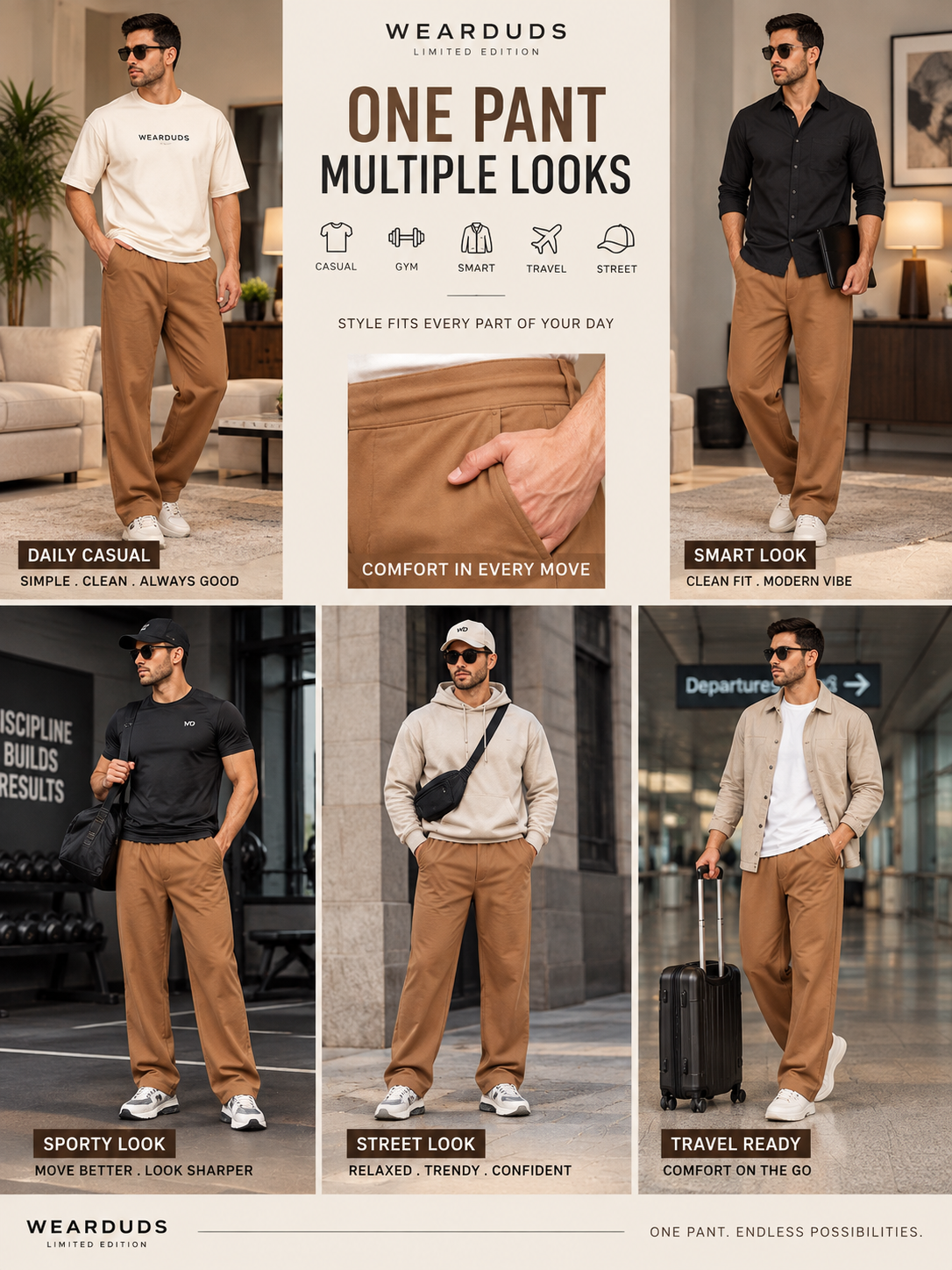 WAISTBOARD SMART CASUAL PANTS BROWN