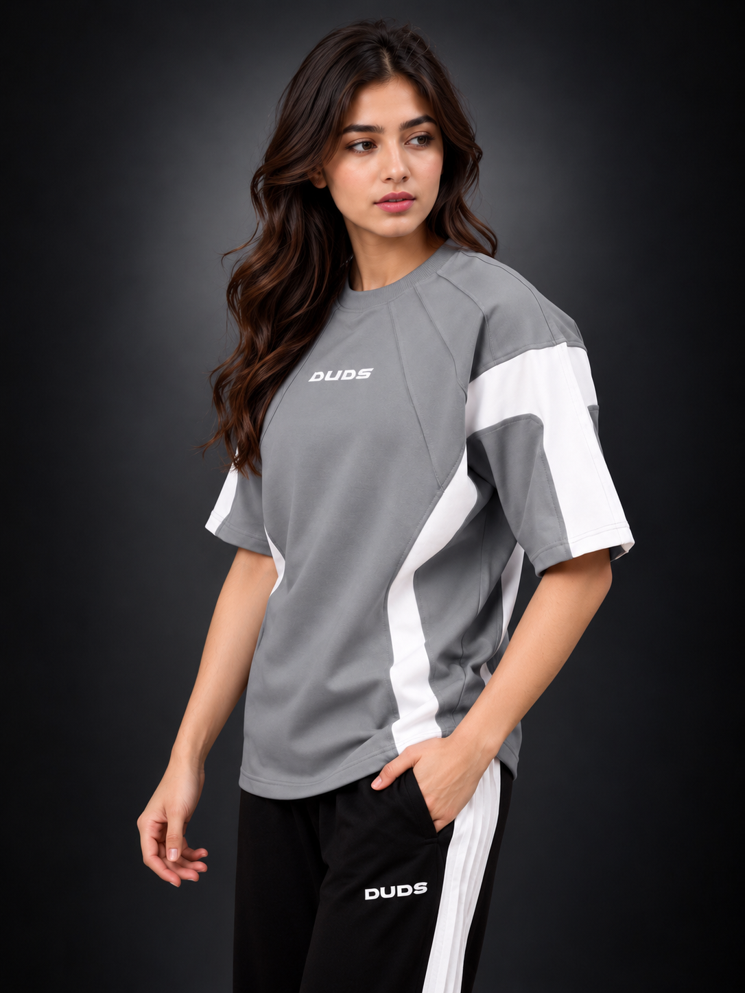 WOMEN WILD FORCE OVER-SIZED T-SHIRT GREY WHITE