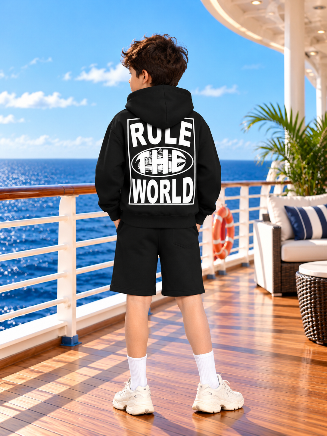 RULE THE WORLD FLEECE CO-ORD FOR KIDS BLACK