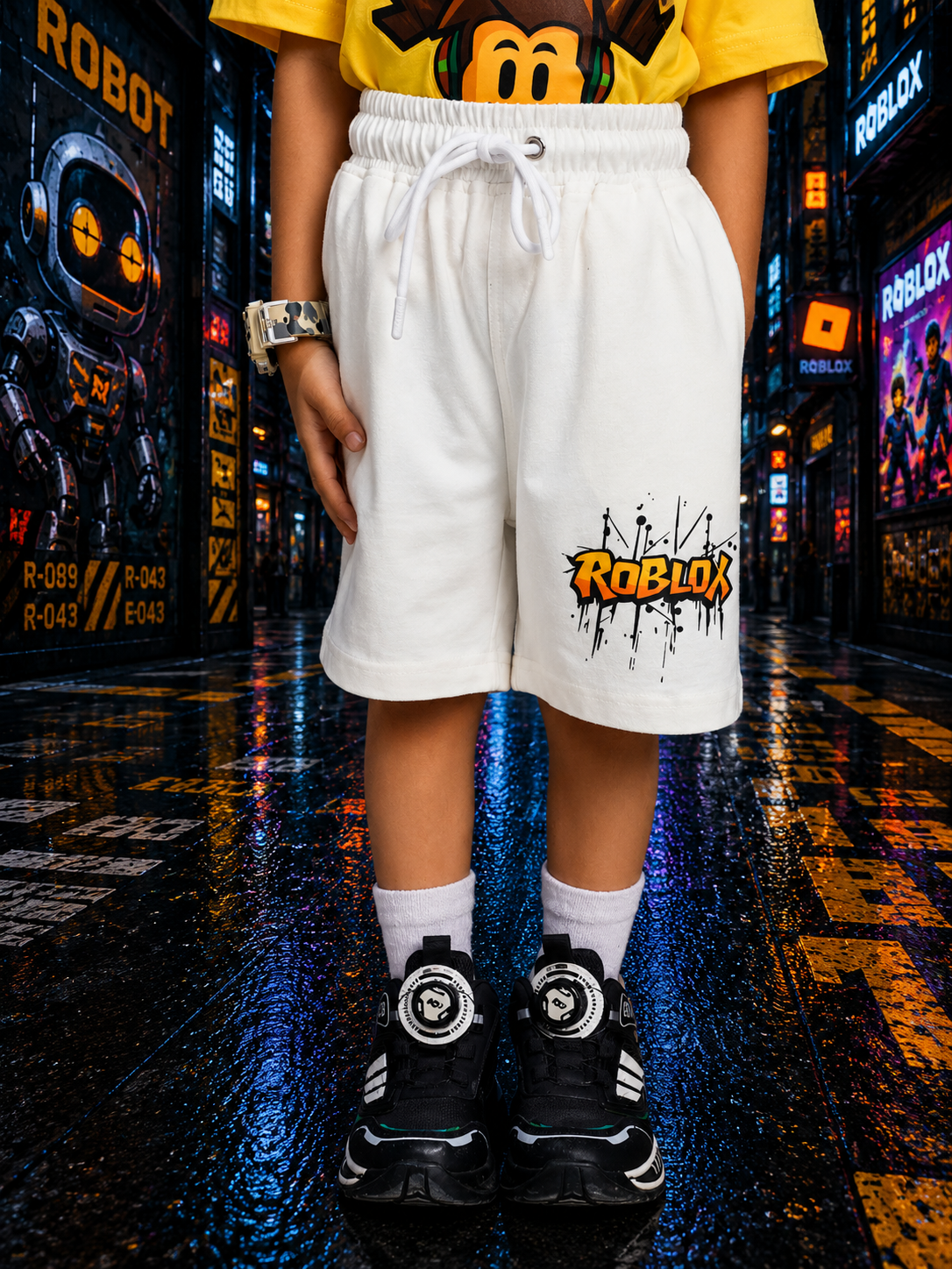 ROBLOX RUSH COOL SHORTS FOR BOYS GIRLS LIGHT WHITE