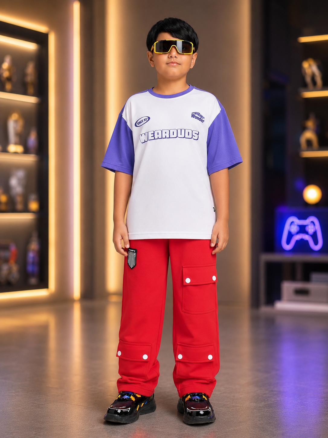 STREET WONDER CO-ORD FOR BOYS GIRLS WHITE RED