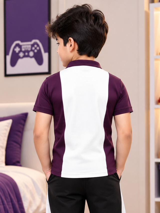 GLORY REGULAR T-SHIRT FOR BOYS GIRLS  PURPLE-OFF WHITE