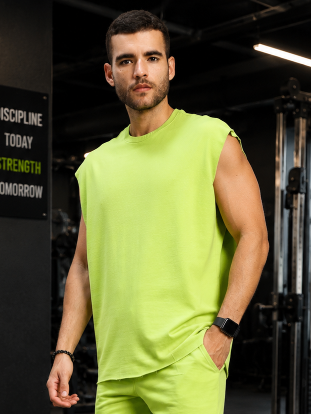 DRIVE MONOCHROME SLEEVELESS T-SHIRT NEON GREEN