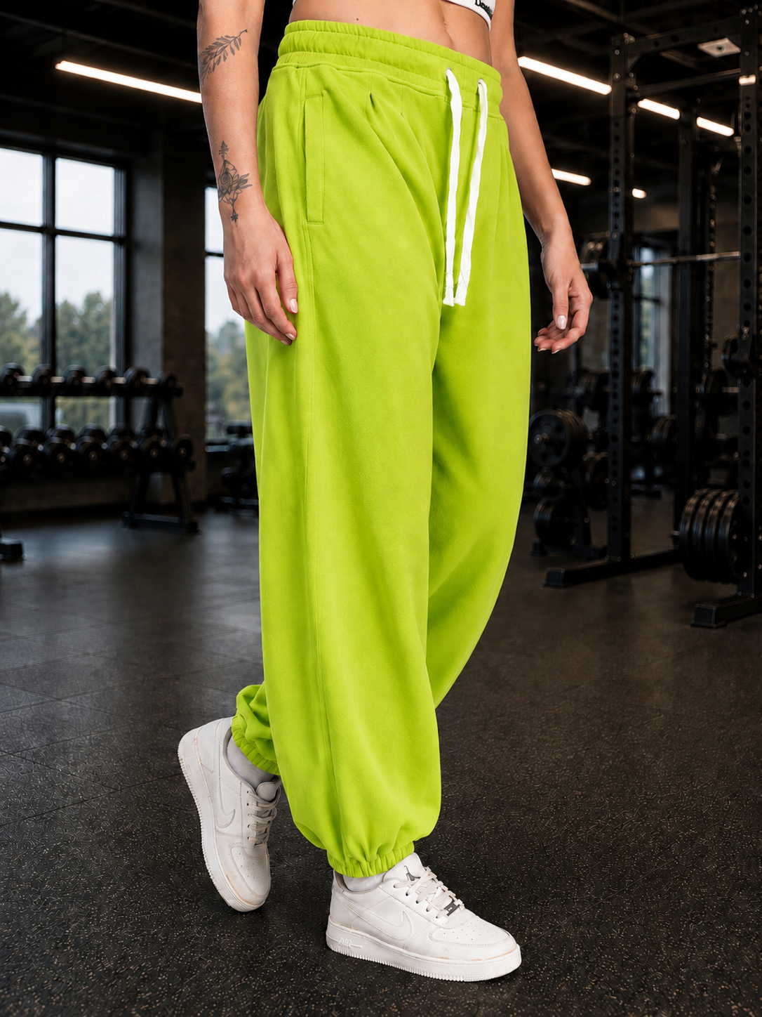WOMEN COOLFIT BAGGY LOOSE FIT JOGGER NEON GREEN