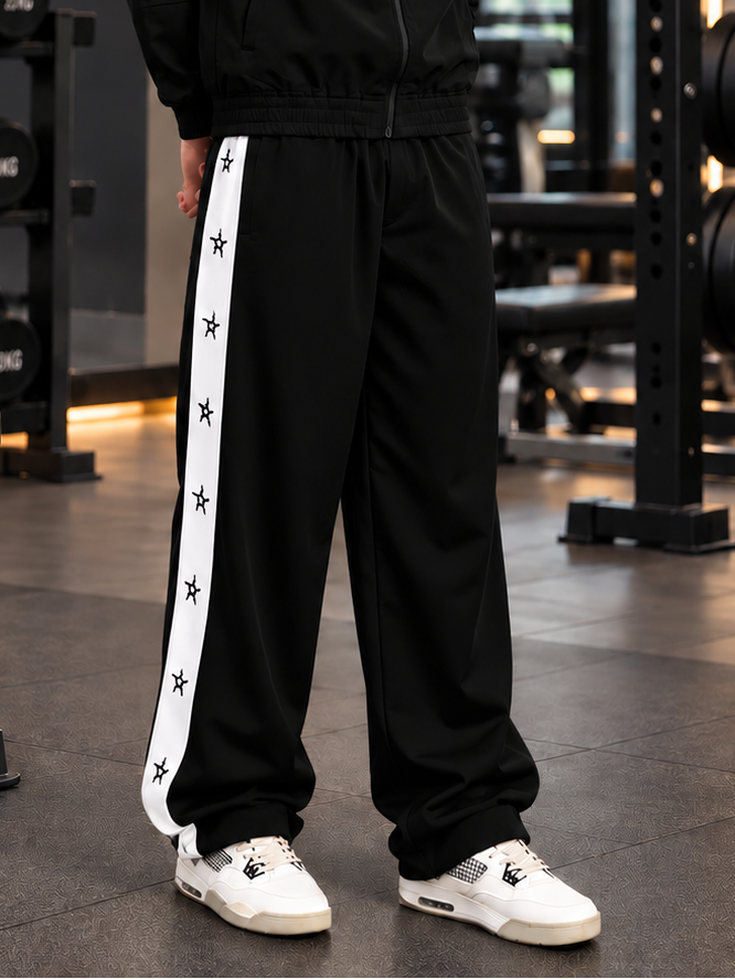 MATCHING LOOSE RELAXED JOGGER BLACK WHITE