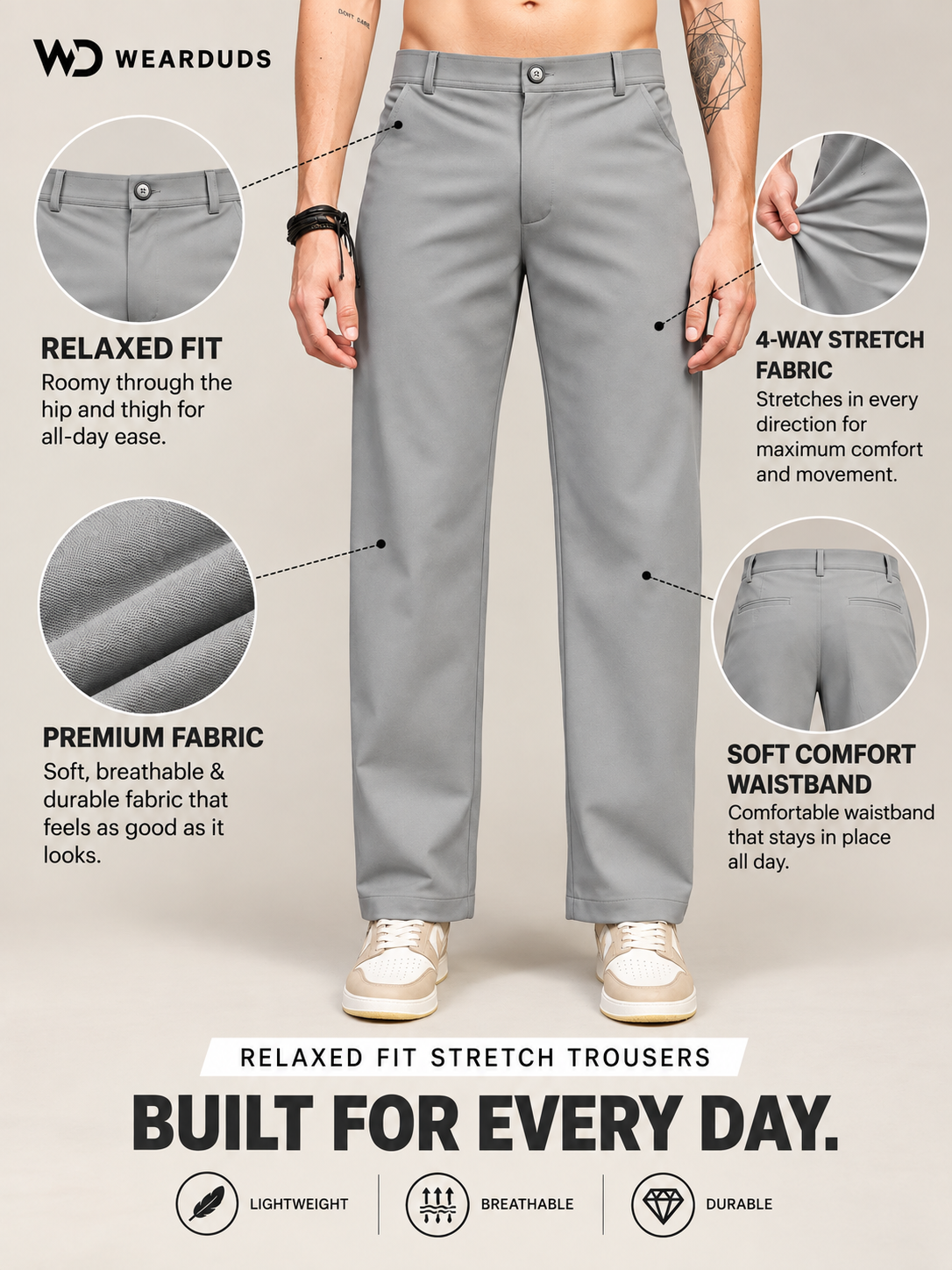 MODERN STREAMLINED PANTS GREY