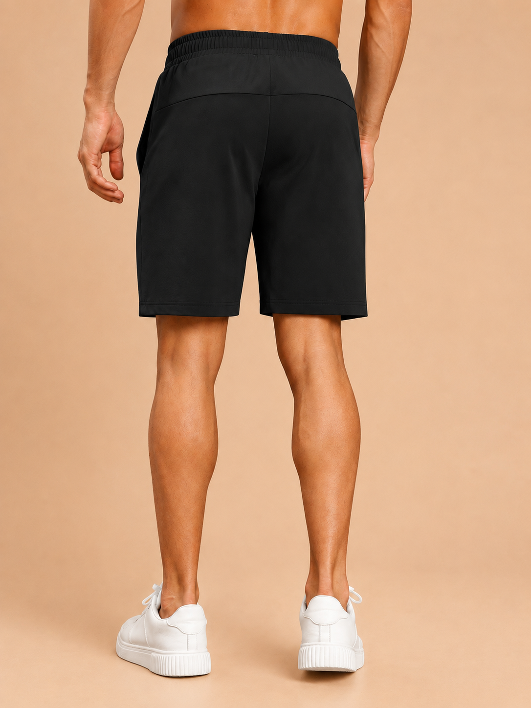 SLIM-FIT SOLID REGULAR SHORTS BLACK