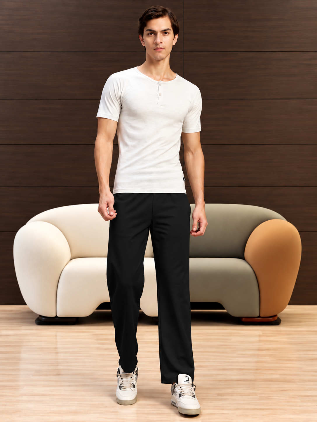 ESSENTIAL FLEX FIT CASUAL PANTS BLACK