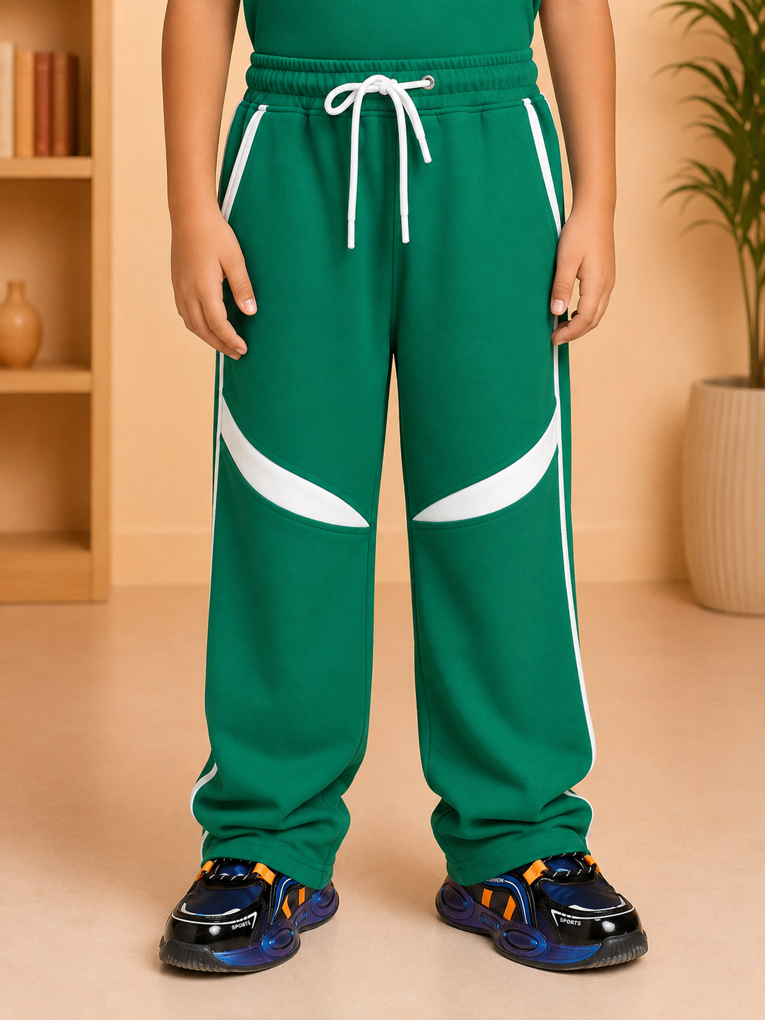 KIDS ROSTER JOGGER FOR BOYS GIRLS GREEN WHITE