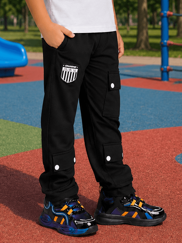AWESOME FLAP POCKET BAGGY JOGGER FOR BOYS GIRLS BLACK