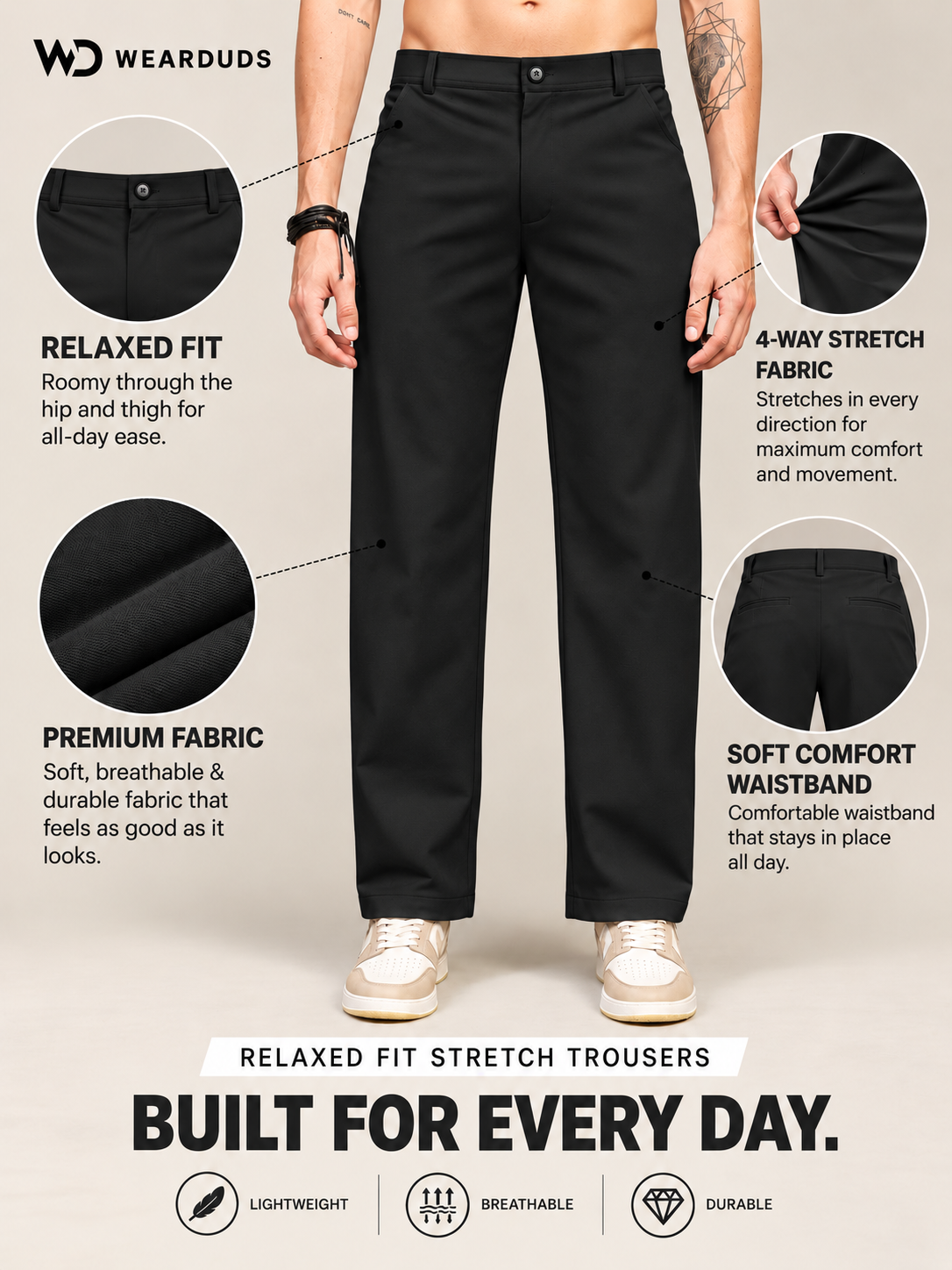 MODERN STREAMLINED PANTS BLACK