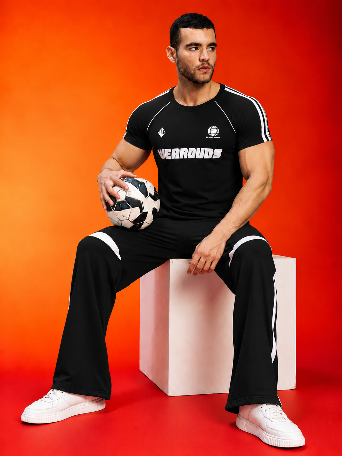 ROSTER FIT CO-ORD SET BLACK WHITE