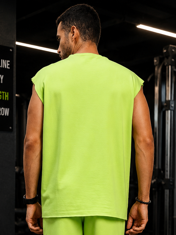 DRIVE MONOCHROME SLEEVELESS T-SHIRT NEON GREEN