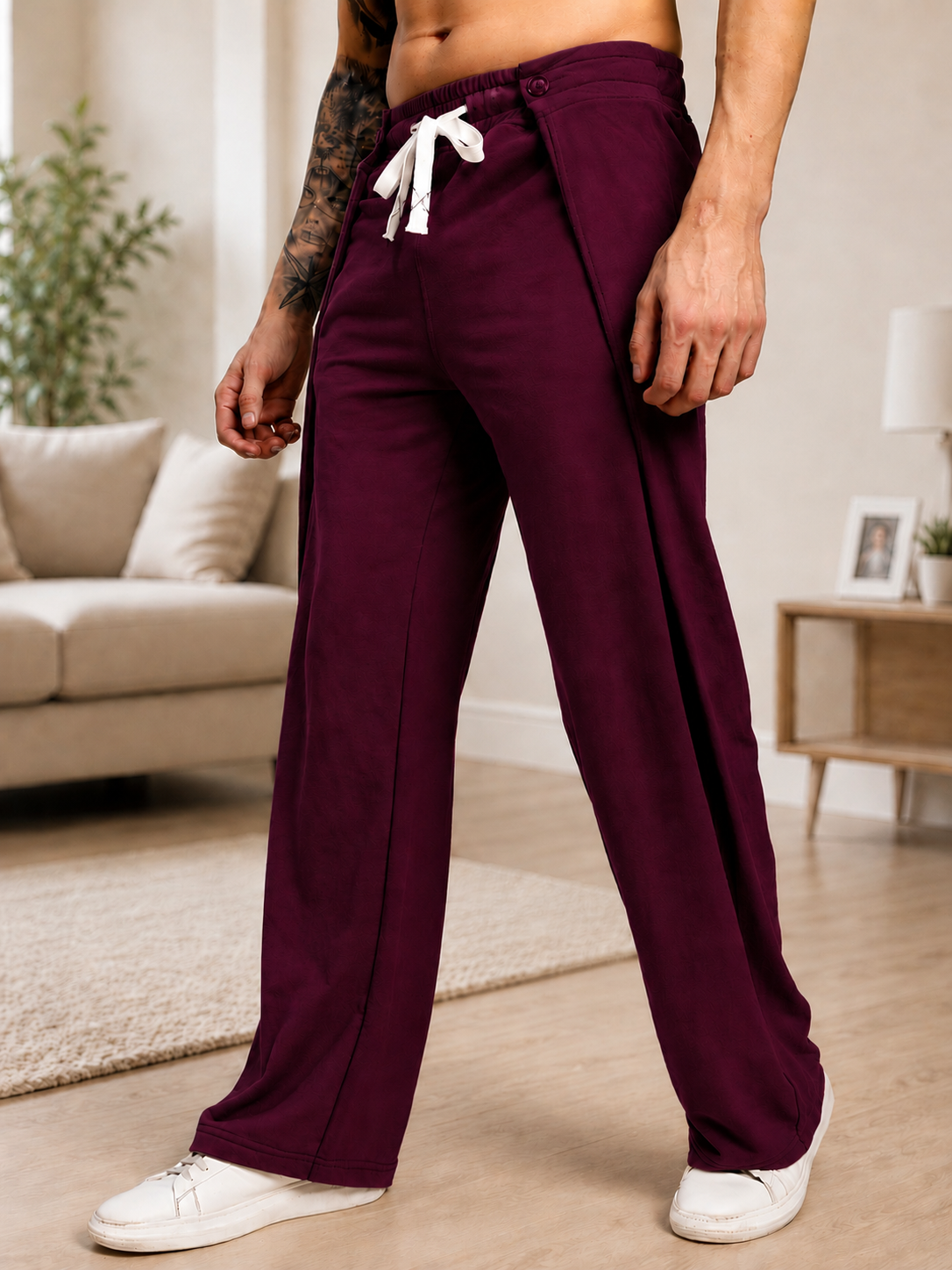 OMEGA FLOW WIDE FIT JOGGERS MAROON