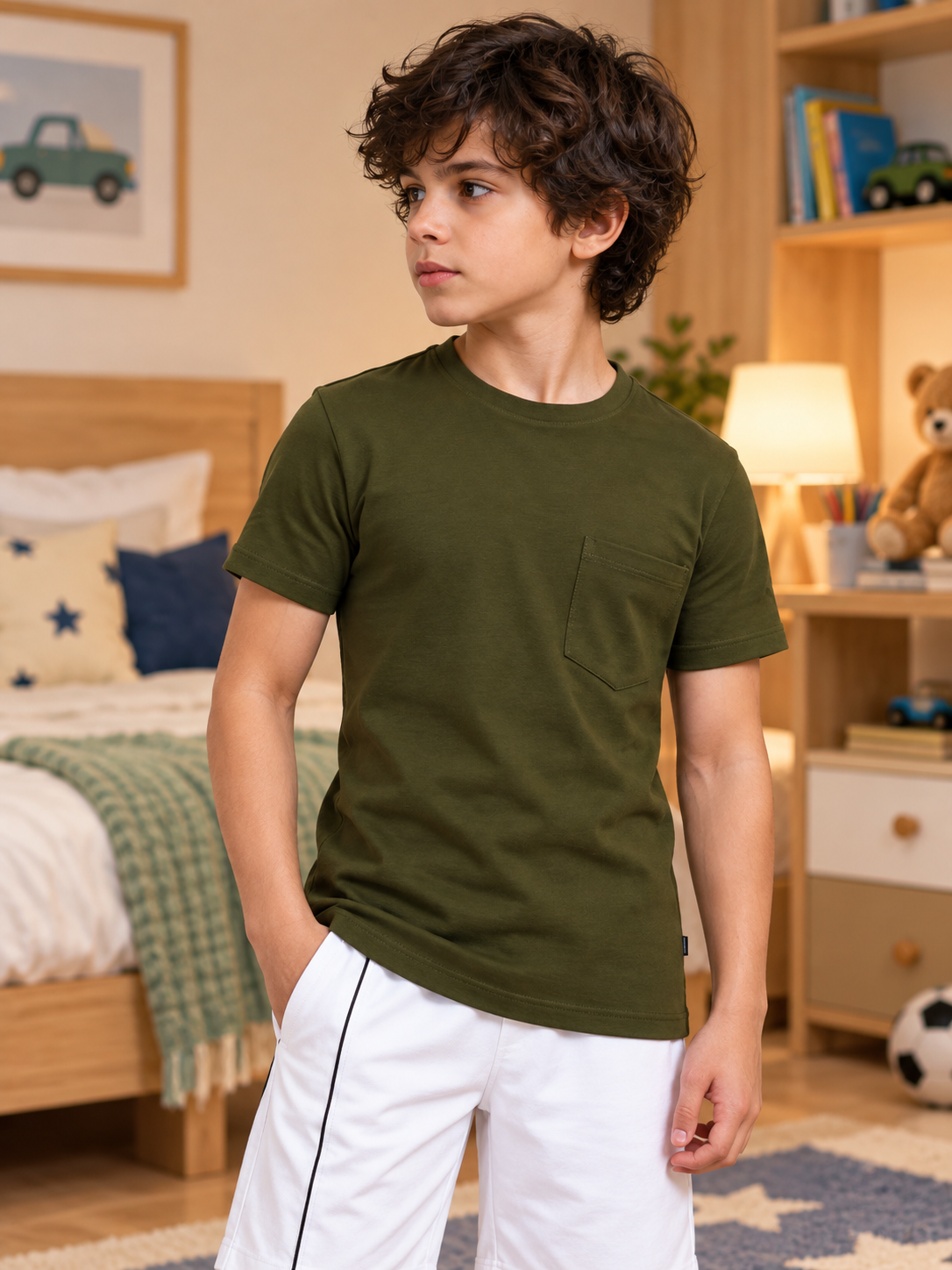 ROBAR REGULAR T-SHIRT FOR BOYS GIRLS OLIVE