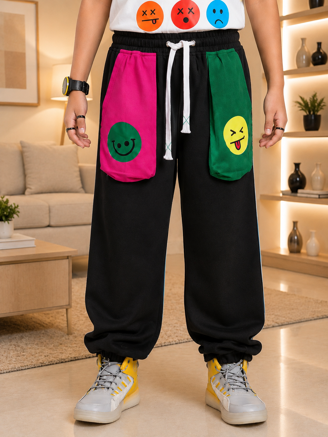 EMOJI VIBES JOGGER FOR BOYS GIRLS BLACK