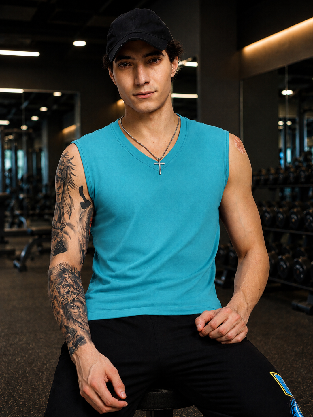 LEVELUP GAMER SLEEVELESS T-SHIRT OCEAN BLUE