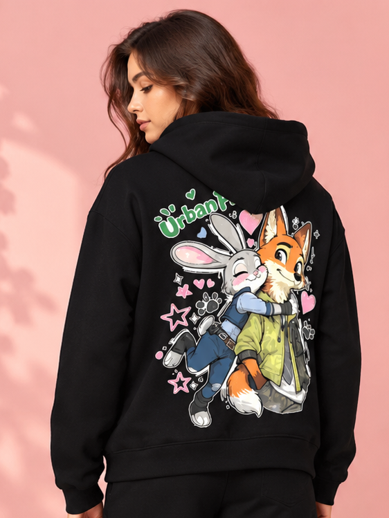 WOMEN JUDY NICK ZOOTOPIA FLEECE HOODIE BLACK