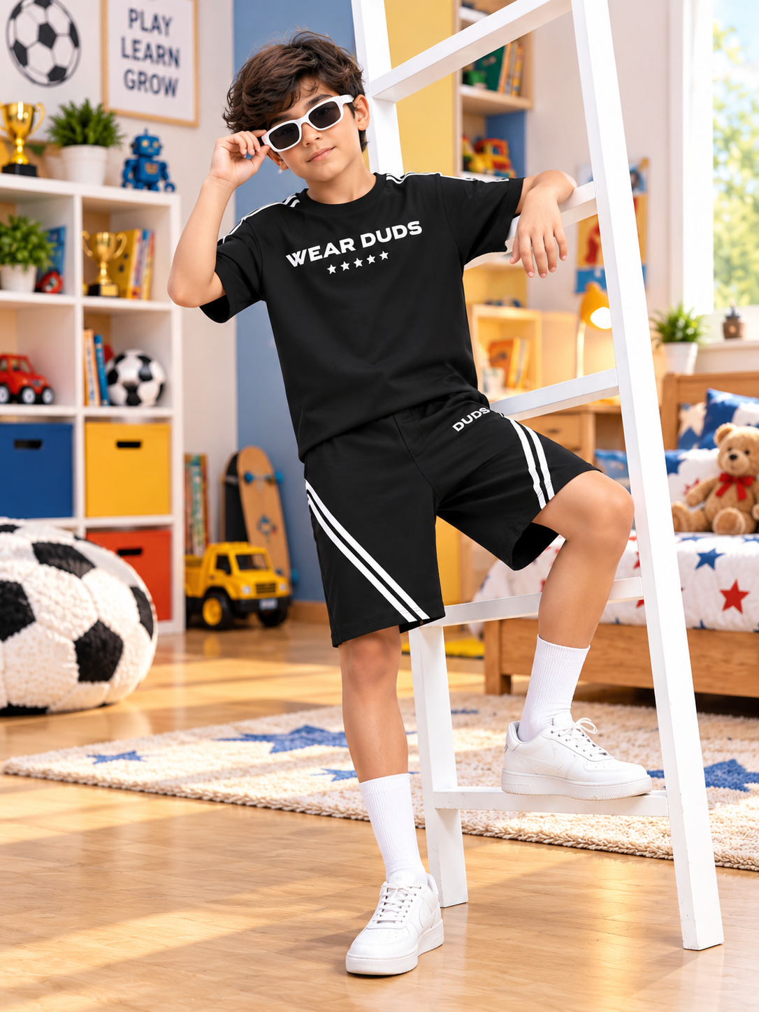 STAR JUMPER SHORTS FOR BOYS GIRLS BLACK