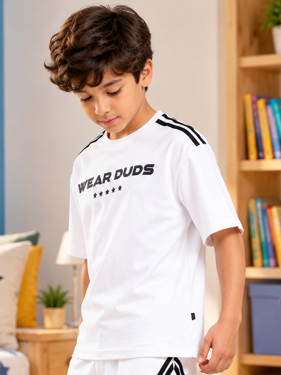 STAR JUMPER OVER-SIZED T-SHIRT FOR BOYS GIRLS WHITE
