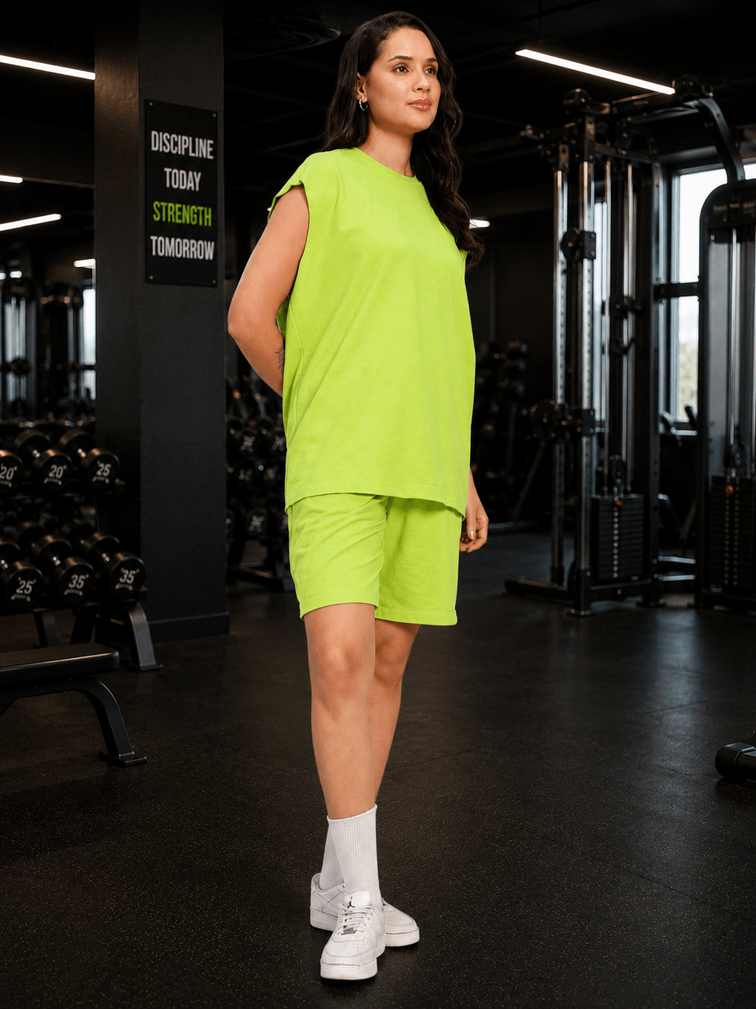 WOMEN DRIVE MONOCHROME CO-ORD SET NEON GREEN