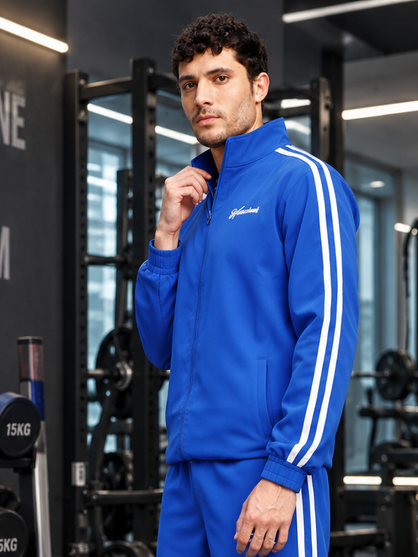 SPORTY ZIP UP RELAXED FIT JACKET BLUE