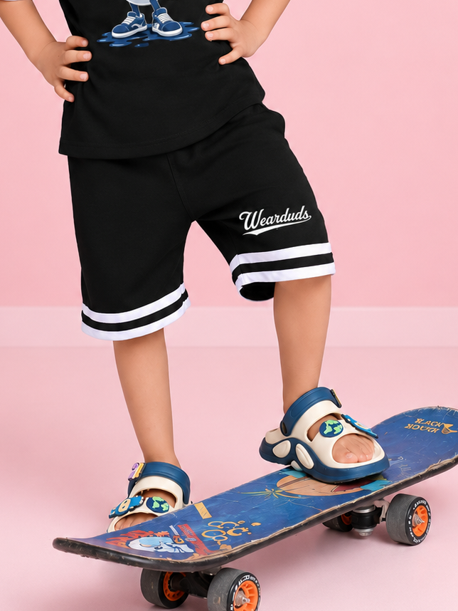 MASCOT GRAPHIC SHORTS FOR BOYS GIRLS BLACK WHITE