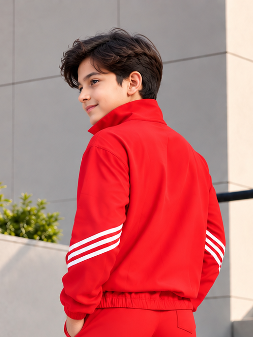 STREETWEAR THREE STRIPE JACKET FOR BOYS GIRLS RED